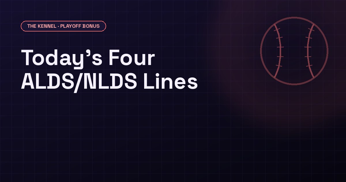 Comparison table of 2026 ALDS and NLDS Game 1 moneylines versus full-series odds for all four Division Series matchups
