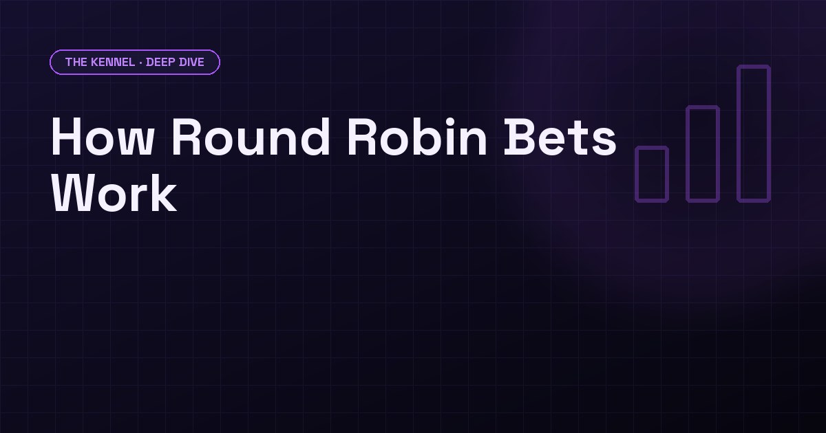 Round robin bets math: a by 2's round robin at -110 loses 8.88% per dollar, against 4.55% for straight bets