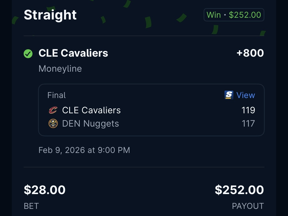 Settled straight bet showing $252.00 payout