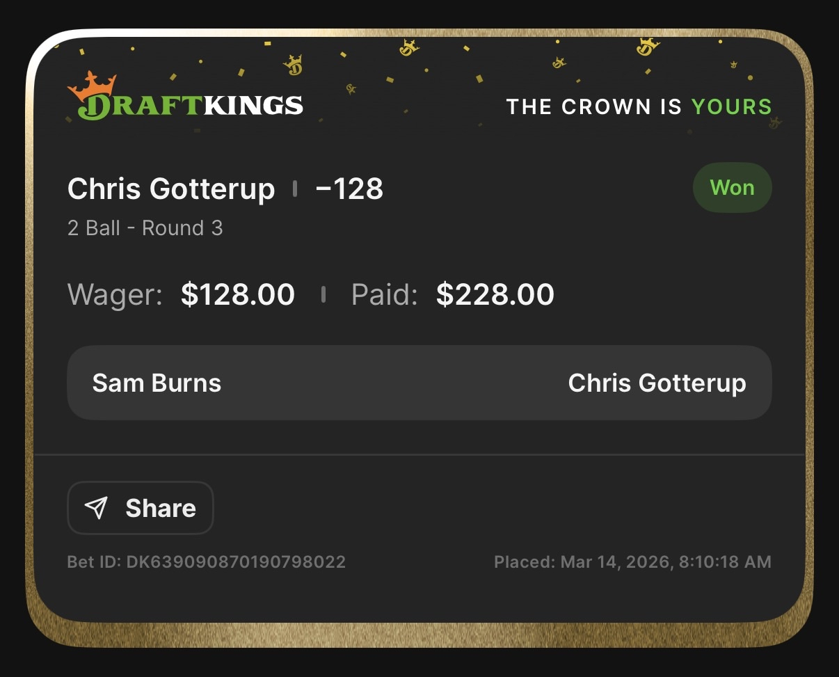 Settled DraftKings slip showing $228.00 paid