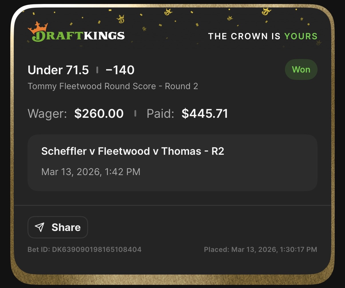 Settled DraftKings slip showing $445.71 paid